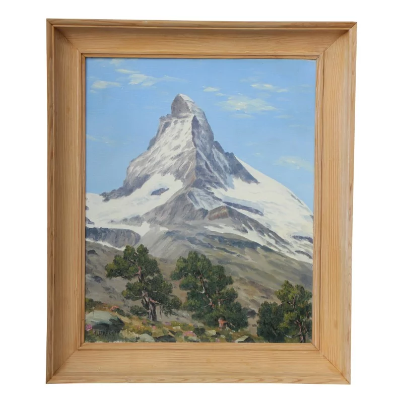 A painting “View of the Matterhorn” signed Albert Duplain - Moinat - Painting - Landscape