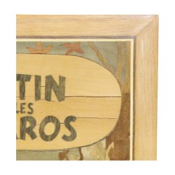 Un tableau sur bois richement marquetée "Tintin et les Picaros"