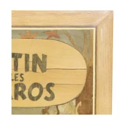 一幅镶嵌精美的木画《丁丁与皮卡洛斯》