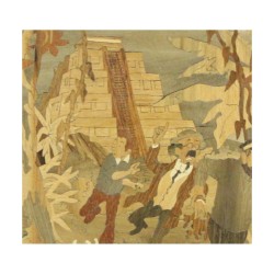Un tableau sur bois richement marquetée "Tintin et les Picaros"