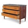 A Louis XVI mahogany chest of drawers, three drawers, Sainte Anne gray marble top - Moinat - Chests of drawers, Commodes, Chifonnier, Chest of 7 drawers