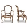 Paire de carcasses fauteuil cabriolet Louis XV en noyer, dans le goût "Nogaret" - Moinat - Fauteuils