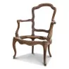 Paire de carcasses fauteuil cabriolet Louis XV en noyer, dans le goût "Nogaret" - Moinat - Fauteuils