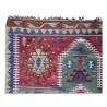 A wool “Kilim” rug, colors green, red, blue, black and white. - Moinat - Rugs
