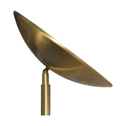 Un lampadaire LED en laiton doré avec tête inclinable et gladateur à glissière