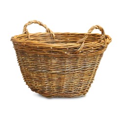A handmade basket. Swiss artisanal work by a person with a disability