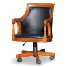 A beech executive office chair, upholstered in black leather, rotating base - Moinat - Armchairs