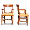 一对樱桃木大班椅，上面覆盖着黄色织物。法国工作 - Moinat - 扶手椅
