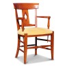 一对樱桃木大班椅，上面覆盖着黄色织物。法国工作 - Moinat - 扶手椅