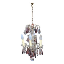 A colorful crystal chandelier, four lights