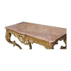 Console Louis XIV en bois sculpté et doré décor au macaron