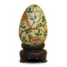 A Russian wooden egg decorated with foliage and birds on a yellow background - Moinat - Decorating accessories