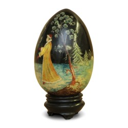 A Russian wooden egg with “Village” decor