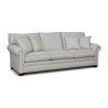 A three-seater \"Bahamas\" sofa covered in beige linen fabric and gray piping - Moinat - Sofas