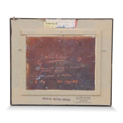 Un tableau sur cuivre "Polder canal en hiver" signé Willem Heijkoop (1877-1942). Hollande