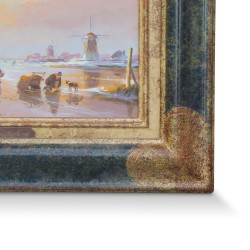 铜画《冬天的圩田运河》署名威廉·海科普（Willem Heijkoop，1877-1942 年）。荷兰