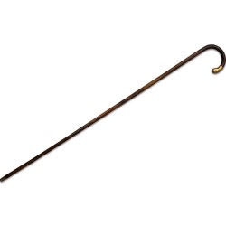 A wooden cane with silver metal cross struck