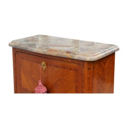 红木翻页办公桌，“蝴蝶”贴面，大理石桌面