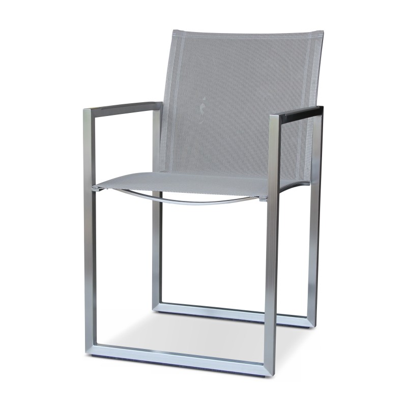 Un fauteuil "Ninix" en acier inoxydable et batyline - Moinat - Sièges, Bancs, Tabourets