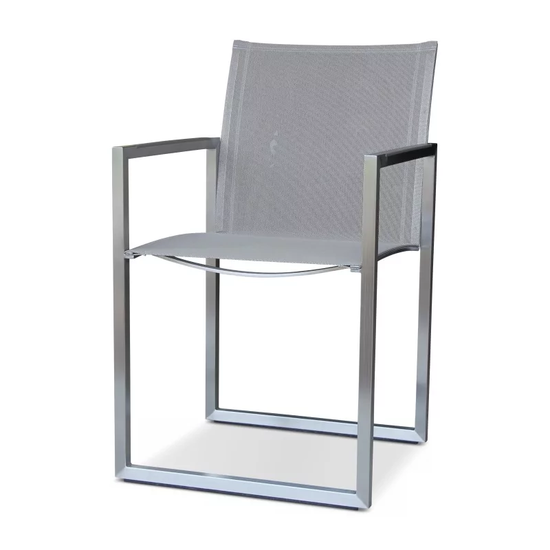 Un fauteuil "Ninix" en acier inoxydable et batyline - Moinat - Sièges, Bancs, Tabourets Un fauteuil "Ninix" en acier inoxydable et batyline - Moinat - Sièges, Bancs, Tabourets