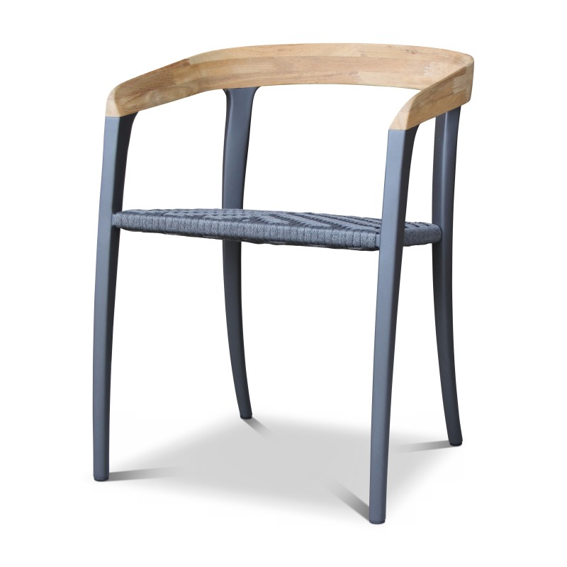 涂层铝制“Jive”扶手椅，烯烃纤维和柚木座椅 - Moinat - Sièges, Bancs, Tabourets
