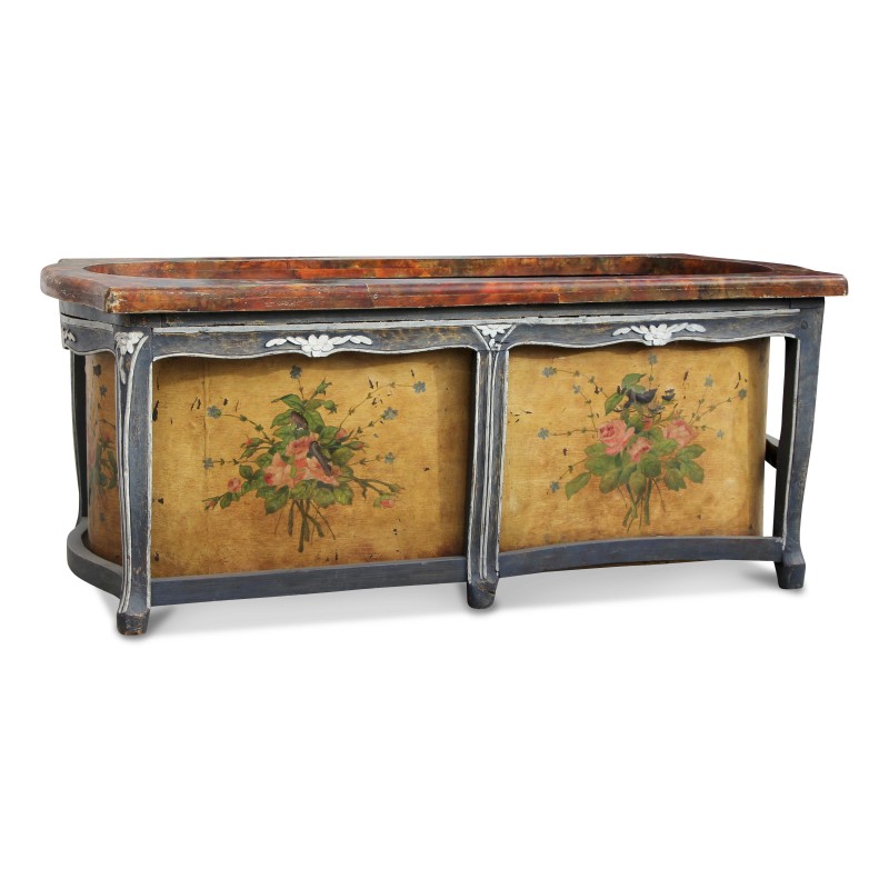 Bath in painted metal with floral decoration on the outside and … - Moinat - VE2022/1