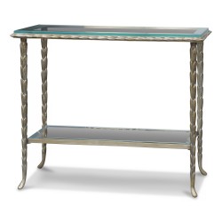 A bronze end table \"Charles in Paris\", double glass top