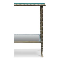 A bronze end table \"Charles in Paris\", double glass top