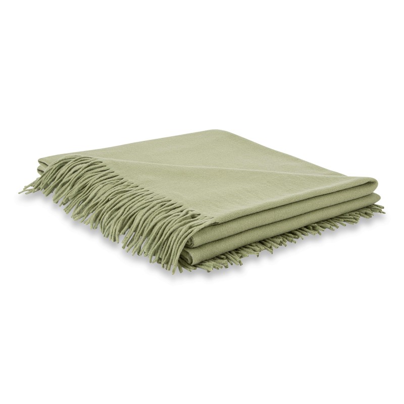 An “Olive” three Merino plaid. 100% Merino wool - Moinat - Cushions, Throws