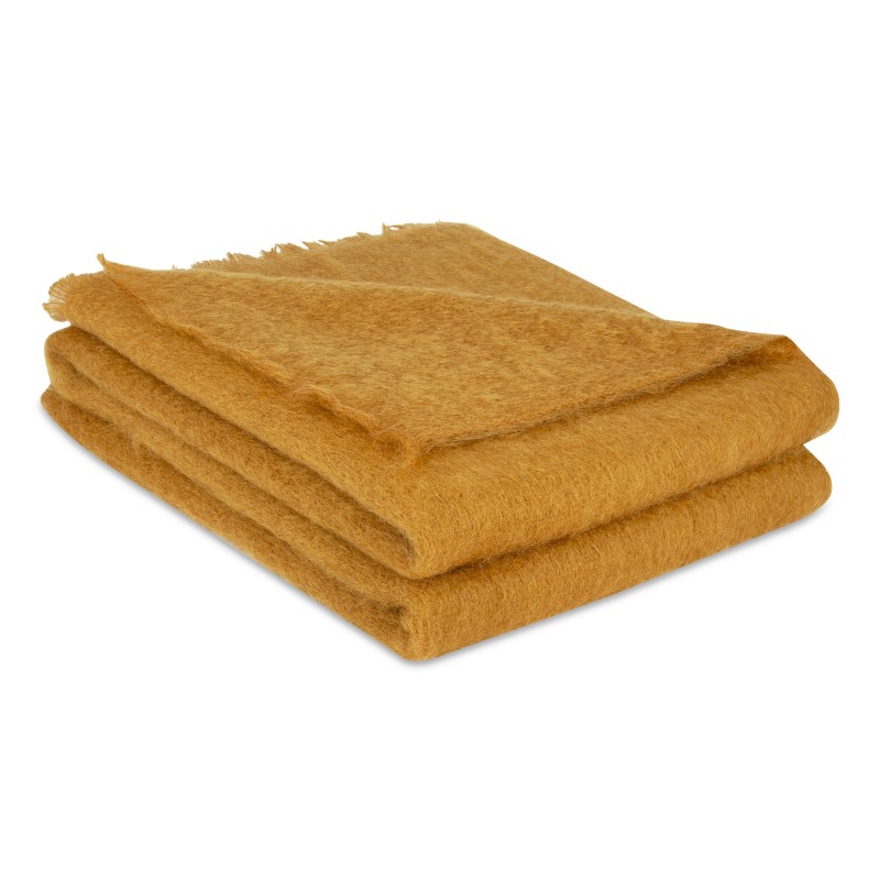 A plain “Hop” Mohair blanket. 100% Mohair - Moinat - Cushions, Throws