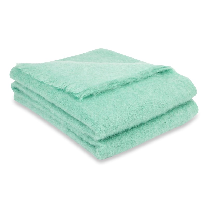 A Mohair blanket with a “Celadon” design. 100% Mohair - Moinat - Cushions, Throws