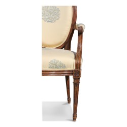 胡桃木路易十六徽章座椅，署名 I. Avisse。座椅高度：45 厘米。