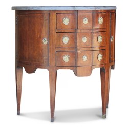 A Louis XVI Verona half moon chest of drawers in richly inlaid cherry