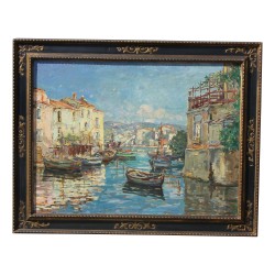 A painting \"The mirror of birds in Martigues\" signed Fernand Salkin (1862-1937). France
