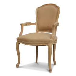 Louis XV style armchair in white lacquered beech with placelets
