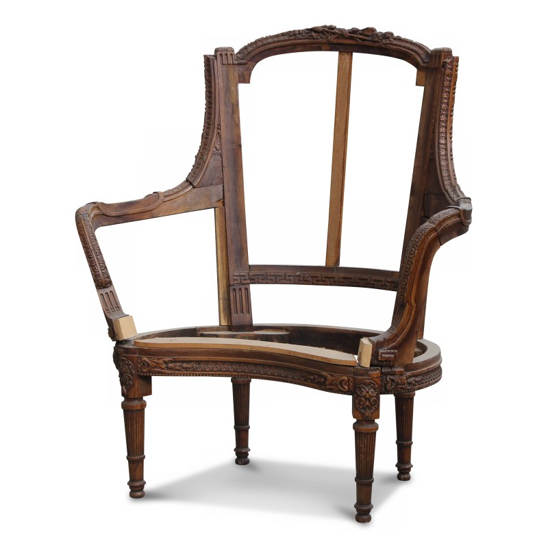 Carcass of a Louis XVI armchair in patinated carved beech and - Moinat - Armchairs