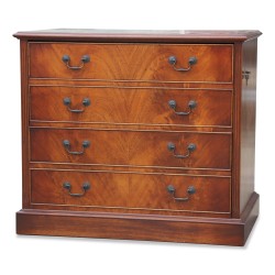 A flame mahogany chest of drawers, interior storage for hanging file