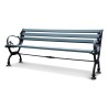 An \"Annecy\" bench in green oak (Rall 6009), cast iron base, black color - Moinat - Sièges, Bancs, Tabourets