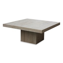 A “Place de la cantera” living room table, top and foot in beige travertine marble