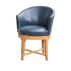 Desk and its swivel blue leather armchair, Art style - …