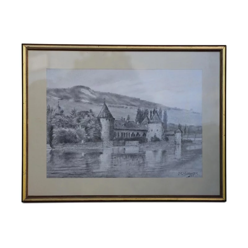 A painting \"Château de Rolle\" by Maurice Haranger (1913-1984) - Moinat - Prints, Reproductions