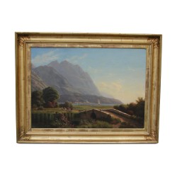 Un tableau "Le lac et le Salève" signé Jean-Philippe George-Juillard
