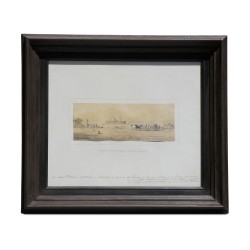Рисунок «Стоянка корабля в гавани Бужи» подписан Эдуардом Жанмером (1847-1916).