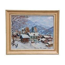 Une oeuvre "Les Diablerets, paysage enneigée" signé Richard Berger (1894-1984). Suisse