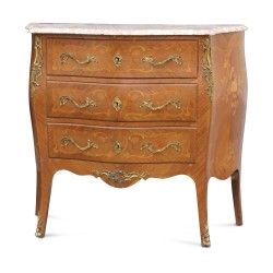 A Louis XV storage unit in rosewood, marble top, three drawers. France
