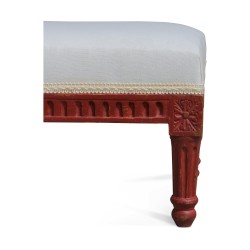A red lacquered Louis XVI footstool. To cover