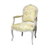 一对路易十五平背扶手椅，上面覆盖着“兰帕斯丝绸”面料。巴黎 - Moinat - 扶手椅