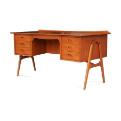 A “Danish” teak desk signed Svend ä Madsen, six drawers. Around 1950. Denmark.