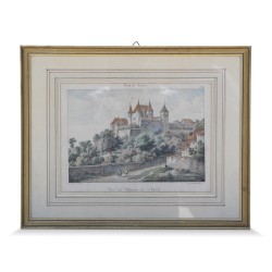 Работа \"Вид на замок Ньон\" подписана Константом Буржуа (1767-1841) 1820 г.