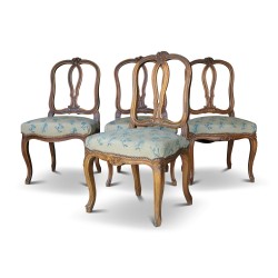 A set of four richly carved Louis XV walnut seats. Berne.